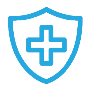 foodborne illness prevention icon: shield with medical cross