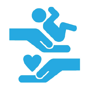 health services for foster and adopted children icon: child and heart in hands